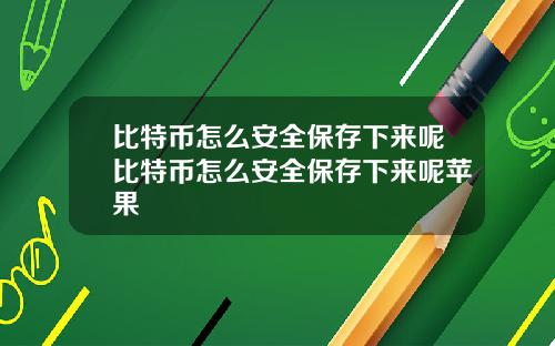 比特币怎么安全保存下来呢比特币怎么安全保存下来呢苹果