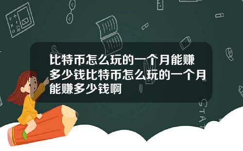 比特币怎么玩的一个月能赚多少钱比特币怎么玩的一个月能赚多少钱啊
