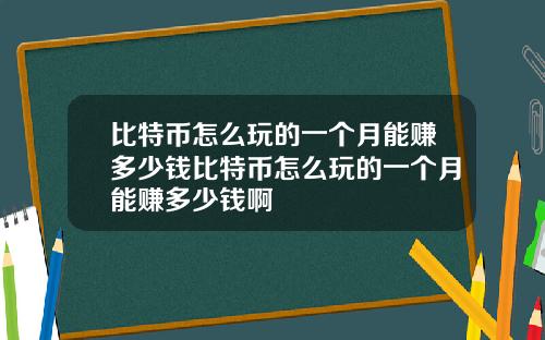 比特币怎么玩的一个月能赚多少钱比特币怎么玩的一个月能赚多少钱啊