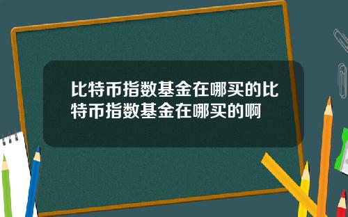 比特币指数基金在哪买的比特币指数基金在哪买的啊