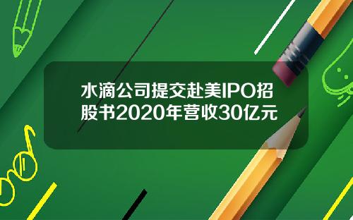 水滴公司提交赴美IPO招股书2020年营收30亿元