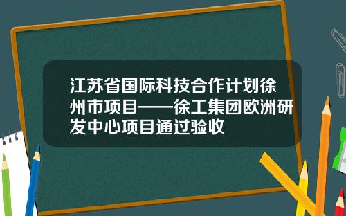 江苏省国际科技合作计划徐州市项目——徐工集团欧洲研发中心项目通过验收 