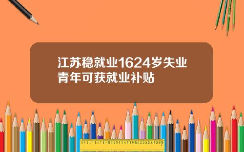 江苏稳就业1624岁失业青年可获就业补贴