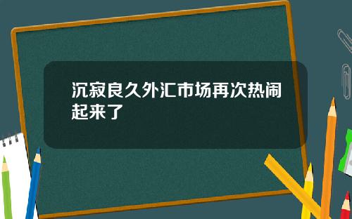 沉寂良久外汇市场再次热闹起来了