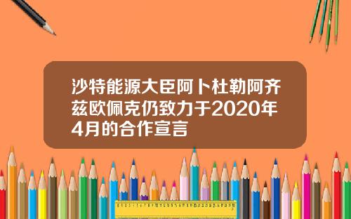 沙特能源大臣阿卜杜勒阿齐兹欧佩克仍致力于2020年4月的合作宣言
