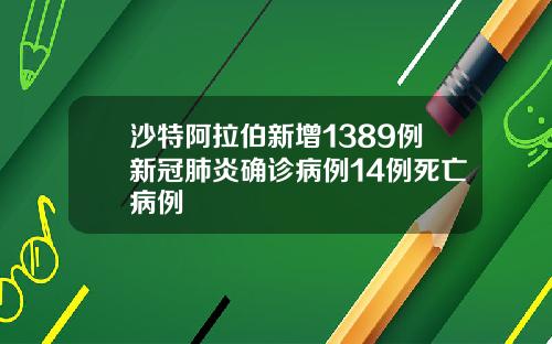 沙特阿拉伯新增1389例新冠肺炎确诊病例14例死亡病例