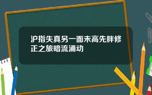 沪指失真另一面未高先胖修正之旅暗流涌动