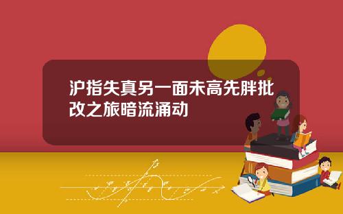 沪指失真另一面未高先胖批改之旅暗流涌动