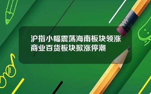 沪指小幅震荡海南板块领涨商业百货板块掀涨停潮