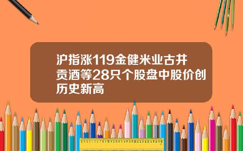 沪指涨119金健米业古井贡酒等28只个股盘中股价创历史新高