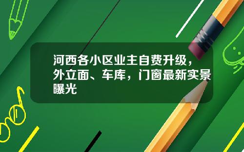 河西各小区业主自费升级，外立面、车库，门窗最新实景曝光