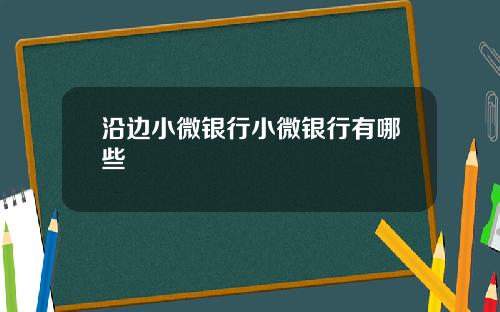 沿边小微银行小微银行有哪些