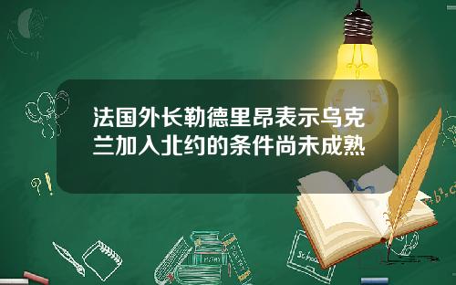 法国外长勒德里昂表示乌克兰加入北约的条件尚未成熟
