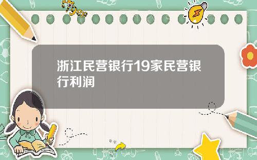 浙江民营银行19家民营银行利润