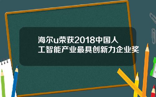 海尔u荣获2018中国人工智能产业最具创新力企业奖