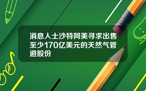 消息人士沙特阿美寻求出售至少170亿美元的天然气管道股份
