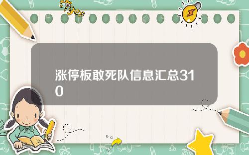 涨停板敢死队信息汇总310