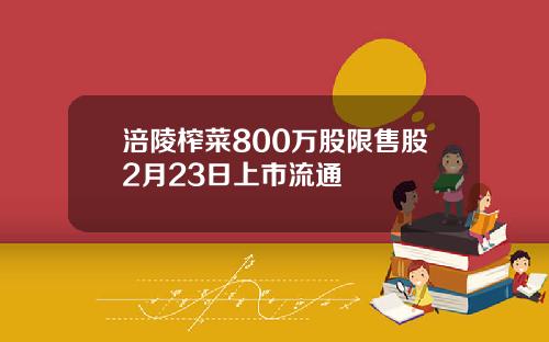 涪陵榨菜800万股限售股2月23日上市流通