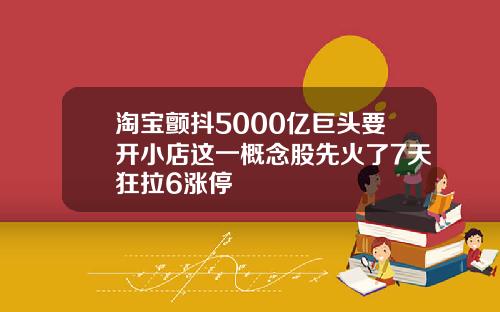 淘宝颤抖5000亿巨头要开小店这一概念股先火了7天狂拉6涨停