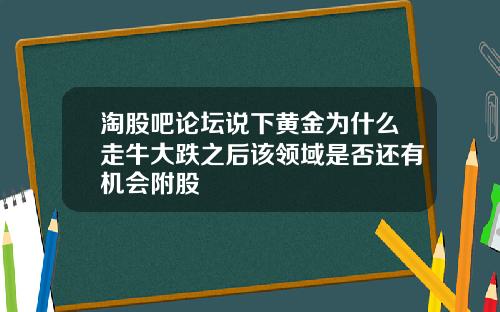 淘股吧论坛说下黄金为什么走牛大跌之后该领域是否还有机会附股