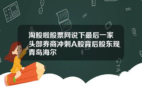 淘股啦股票网说下最后一家头部券商冲刺A股背后股东现青岛海尔