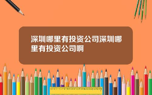 深圳哪里有投资公司深圳哪里有投资公司啊