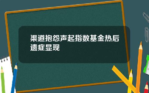 渠道抱怨声起指数基金热后遗症显现