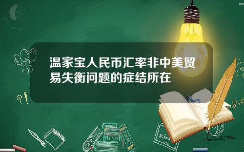 温家宝人民币汇率非中美贸易失衡问题的症结所在