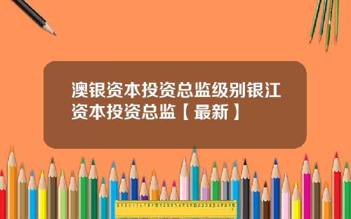 澳银资本投资总监级别银江资本投资总监【最新】