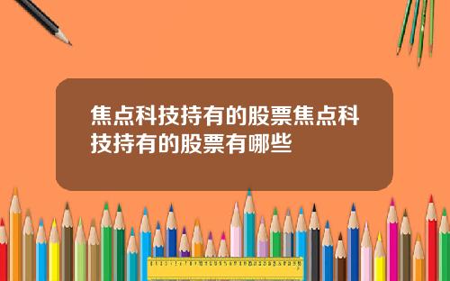 焦点科技持有的股票焦点科技持有的股票有哪些