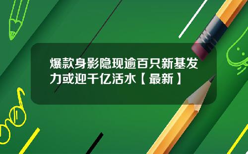 爆款身影隐现逾百只新基发力或迎千亿活水【最新】