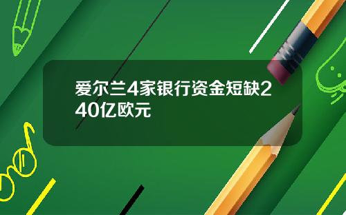 爱尔兰4家银行资金短缺240亿欧元