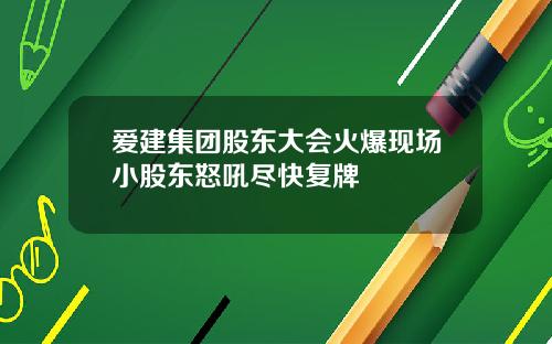 爱建集团股东大会火爆现场小股东怒吼尽快复牌