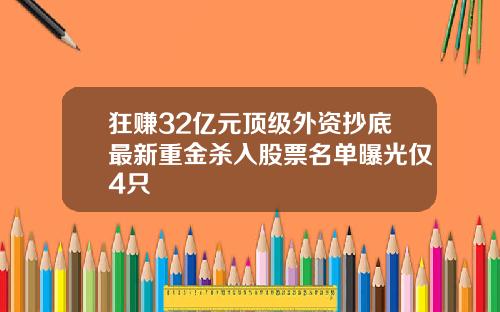 狂赚32亿元顶级外资抄底最新重金杀入股票名单曝光仅4只