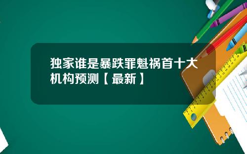 独家谁是暴跌罪魁祸首十大机构预测【最新】
