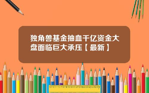 独角兽基金抽血千亿资金大盘面临巨大承压【最新】