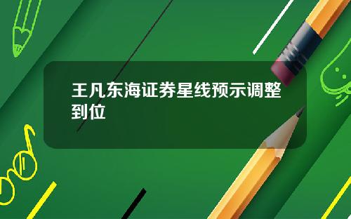 王凡东海证券星线预示调整到位