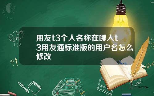 用友t3个人名称在哪入t3用友通标准版的用户名怎么修改