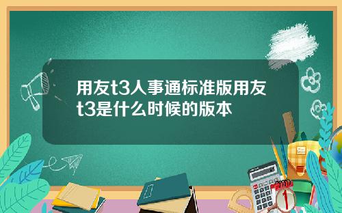 用友t3人事通标准版用友t3是什么时候的版本