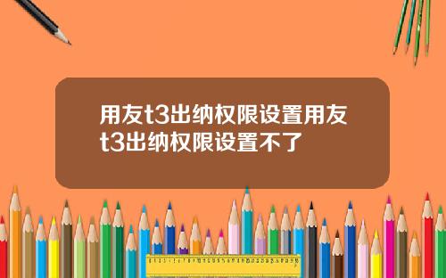 用友t3出纳权限设置用友t3出纳权限设置不了