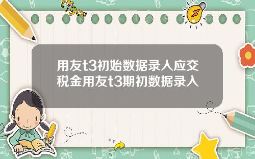 用友t3初始数据录入应交税金用友t3期初数据录入