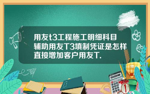 用友t3工程施工明细科目辅助用友T3填制凭证是怎样直接增加客户用友T.