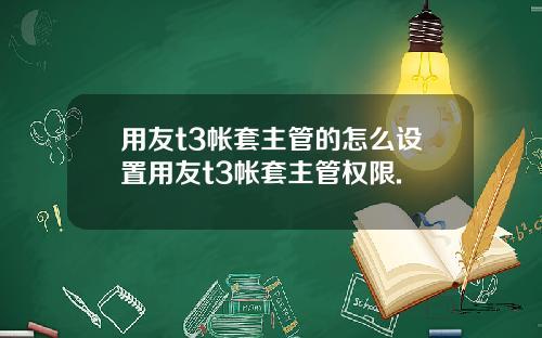 用友t3帐套主管的怎么设置用友t3帐套主管权限.