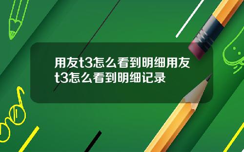 用友t3怎么看到明细用友t3怎么看到明细记录