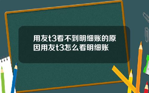 用友t3看不到明细账的原因用友t3怎么看明细账
