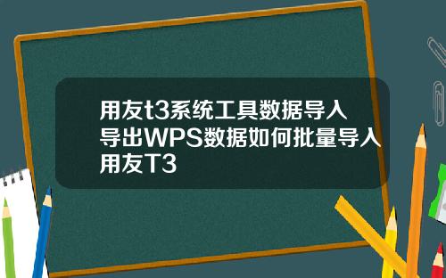 用友t3系统工具数据导入导出WPS数据如何批量导入用友T3