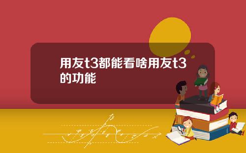 用友t3都能看啥用友t3的功能