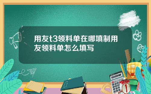 用友t3领料单在哪填制用友领料单怎么填写