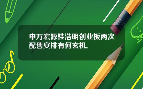 申万宏源桂浩明创业板两次配售安排有何玄机.