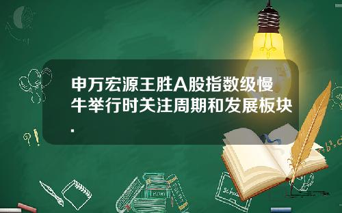 申万宏源王胜A股指数级慢牛举行时关注周期和发展板块.